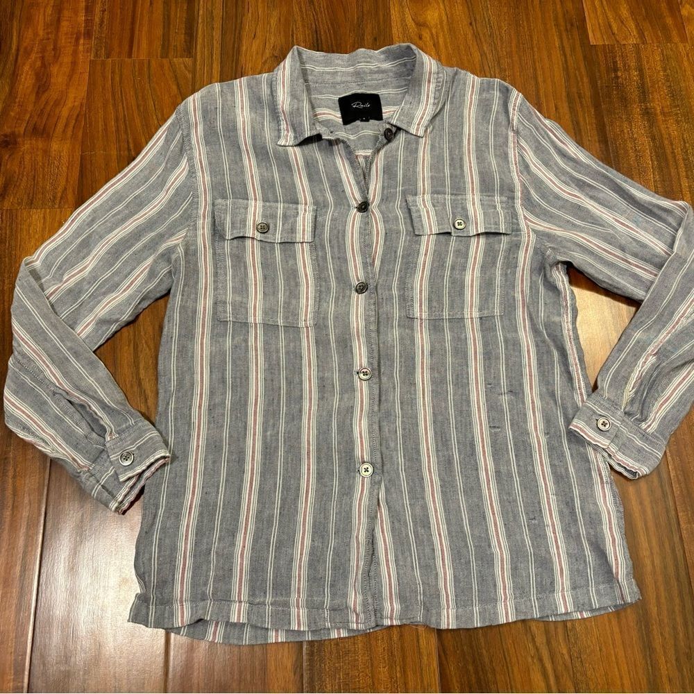 Rails grey/white stripe long sleeve button down shirt